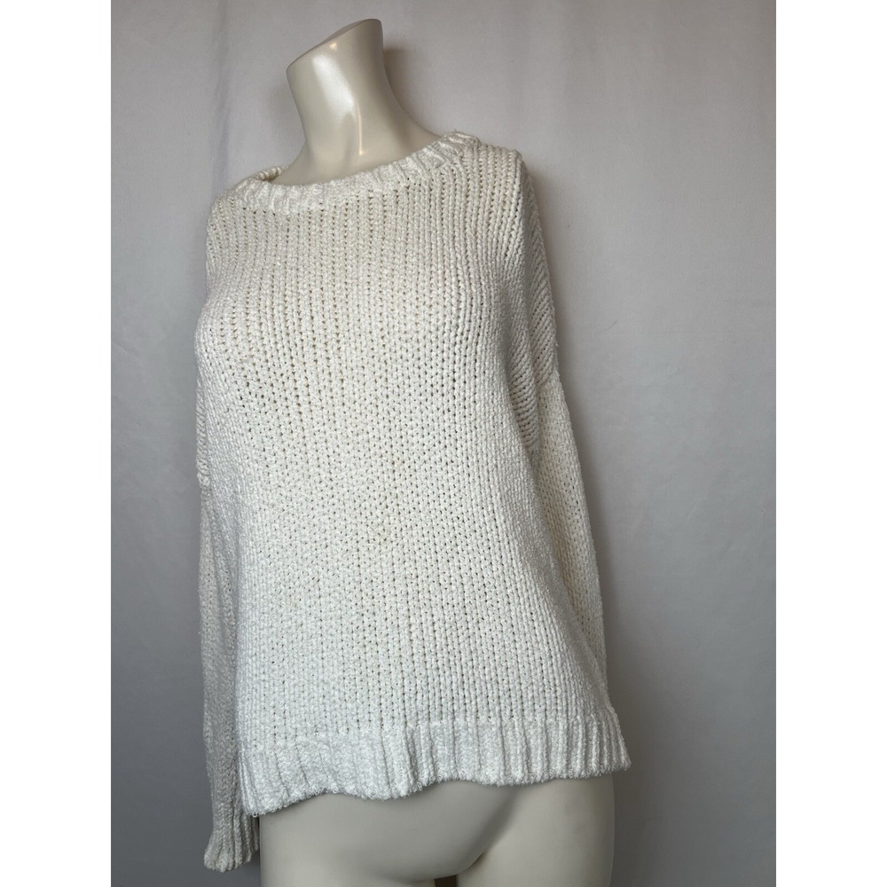 LOFT Sweater Women's White Cotton Nylon Chenille Sweater Small